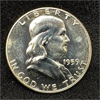 1959 P Franklin Silver Half-Dollar Proof