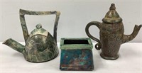 Three Raku Pottery Pieces
