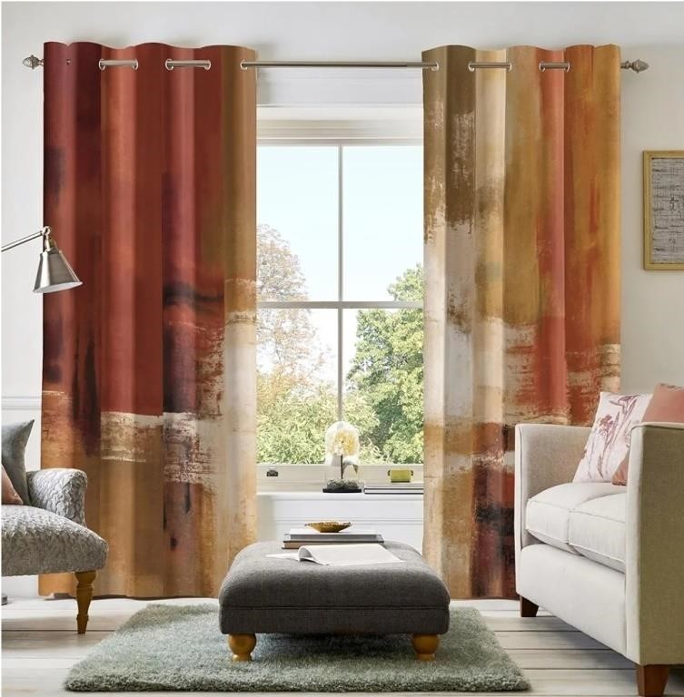New Curtains 2 Panels Abstract Rust Curtain Room