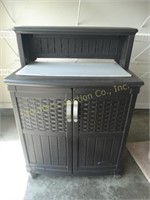 Suncast plastic outdoor cabinet on casters, 19" x