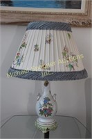 PAIR HEREND PORCELAIN FLORAL TABLE LAMPS