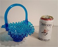 Blue Hobnail Glass Basket