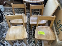 GROUP OF 4 WOODEN CHILDRENS CHAIRS, APPEAR TO BE O