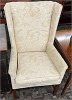 Modern White Upholstered Wing Back Arm Chair