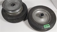 2 Small solid rubber wheels