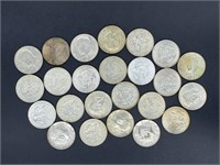 24 - 40% silver Kennedy half dollars