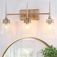 3-Light Gold Glass Bathroom Light