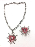 Vintage Royal Crest Coat Of Arms Necklace/pin