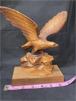 Hand Carved Wood Eagle Statue