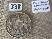 1950 Silver Canadian Fifty Cents Coin