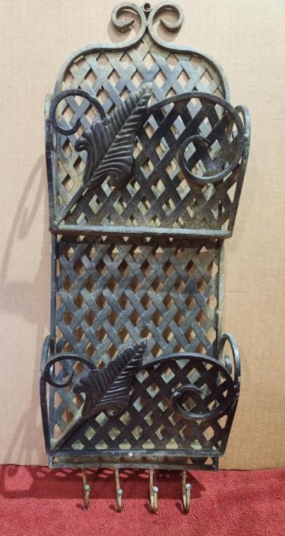 Vintage 7"×20" Wrought Iron Wall Hanging  Holder