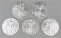 5 2014 One Ounce Fine Silver Eagles.