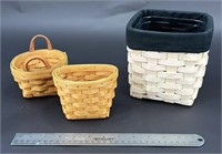 3 Longaberger Baskets 1 Is White & Black Liner