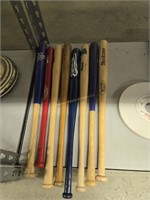 Miniature baseball bats, picture frame, sports