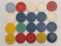 20 Vintage Various Casino Chips