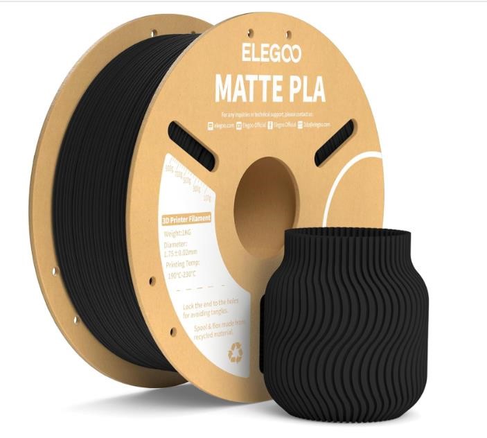 ELEGOO Matte PLA Filament Matte Black 1KG