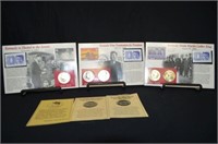 5 COINS ON 3 CARD DISPLAYS-JOHN F KENNEDY