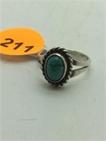 STERLING SILVER SMALL SOUTHWEST STYLE RING WITH TU