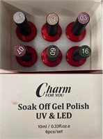 6 PIECES OF 10ML CHARM FOR YOU SOAK OFF GEL
