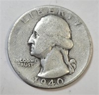 1940-P Silver Washington Quarter