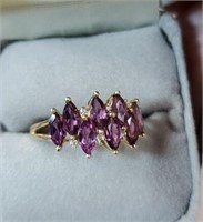 Beautiful amethyst and diamond ring marked 14k
