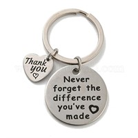 Stainless Steel Word Thank You Keychains, with Iro