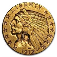 1912-S $5 Indian Gold Half Eagle XF