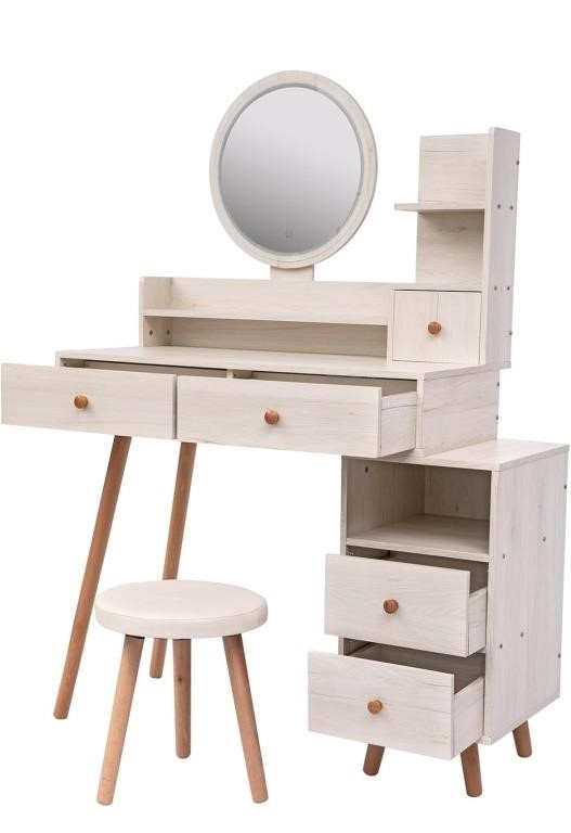 Stylish Vanity Table + Cushioned Stool, Touch