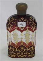 Ruby cut to clear enameled Bohemian Lady's flask