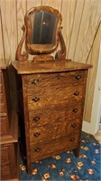 Antique tiger wood high boy dresser