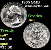 1965 SMS Washington Quarter 25c Grades sp66+