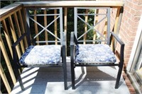 Pair of 2 Outdoor Metal Chairs w/ Cushions
