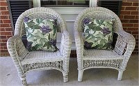 Pair of Wicker Chairs w/ Cushions