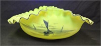 Blue Sailboat Custard Glass 13L x 9.5W x 5"T Bowl