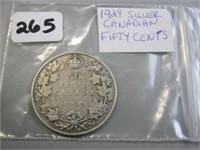 1929 Silver Canadian Fifty Cents Coin