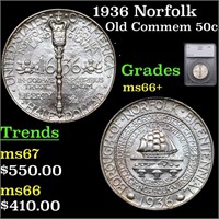 1936 Norfolk Old Commem Half Dollar 50c Graded ms6