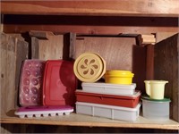 Tupperware lot, egg containers, ice trays,