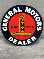 GENERAL MOTORS DEALER Enamel Sign - Diameter