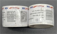 2 Coils of 100 U.S. Flags Stamps, Unopened