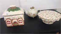 Cookie jar, teapot and pastry platter