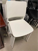 4 New White Joy S stack chairs patio restaurant