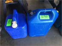 (2) BLUE WATER JUGS: 5 GAL. AND 6 1/2 GAL.