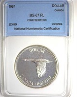 1967 Dollar NNC MS67 PL Confederation