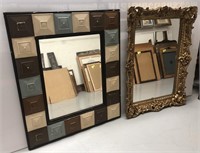 Two Large Framed Hanging Mirrors. Multi Color