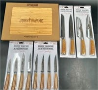Sealed John Wayne Cutting Board & 4 HD Knife Sets