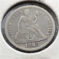 1883 SEATED DIME  VG