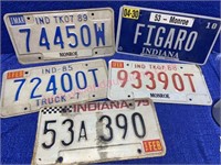 (5) Vtg Indiana license plates