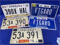 (5) Vtg Indiana license plates