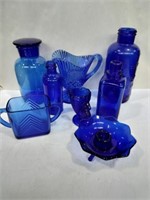 Lot of blue glass