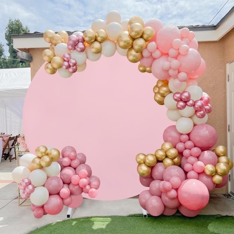 Pink Round Backdrop Cover 7.2x7.2ft Pink Circle Bi